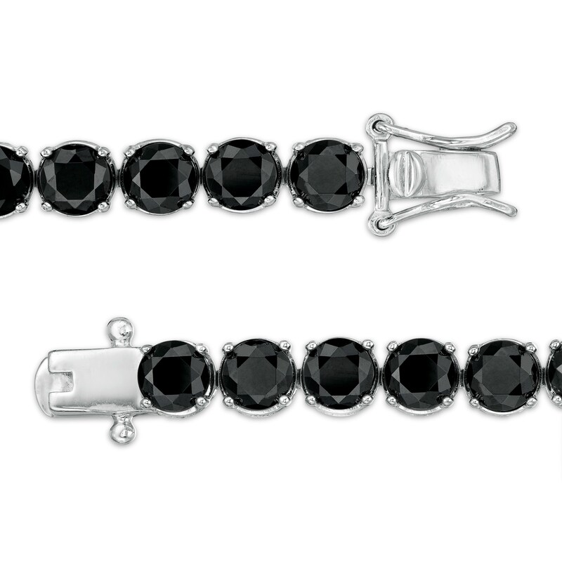 Main Image 3 of Lab-Created Black Spinel and White Sapphire Tennis Bracelet in Sterling Silver - 7.25"