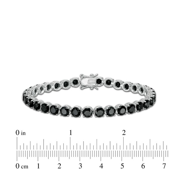 Lab-Created Black Spinel and White Sapphire Tennis Bracelet in Sterling Silver - 7.25"