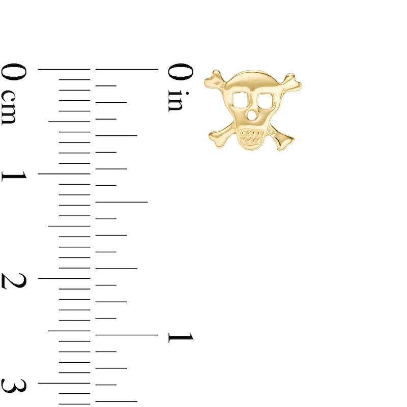 Main Image 3 of Skull and Crossbones Stud Earrings in 14K Gold