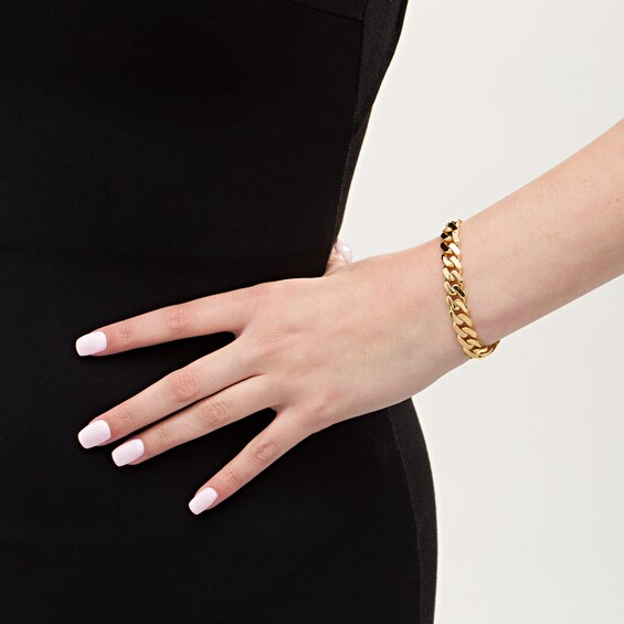 9.5mm Curb Chain Bracelet in Hollow 14K Gold - 7.0"