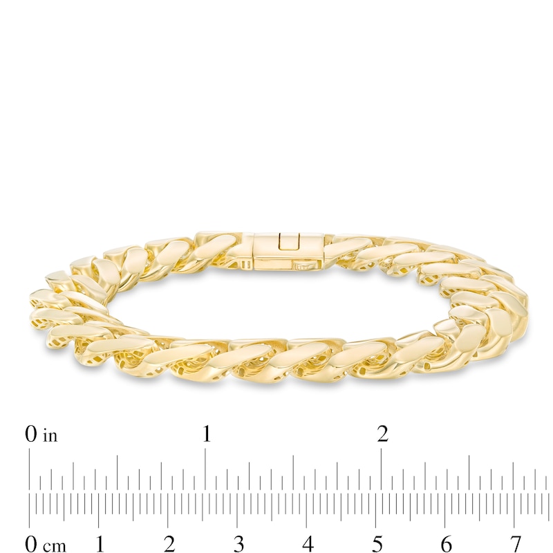 14K Yellow Solid Gold Mens Curb Bracelet 11 mm