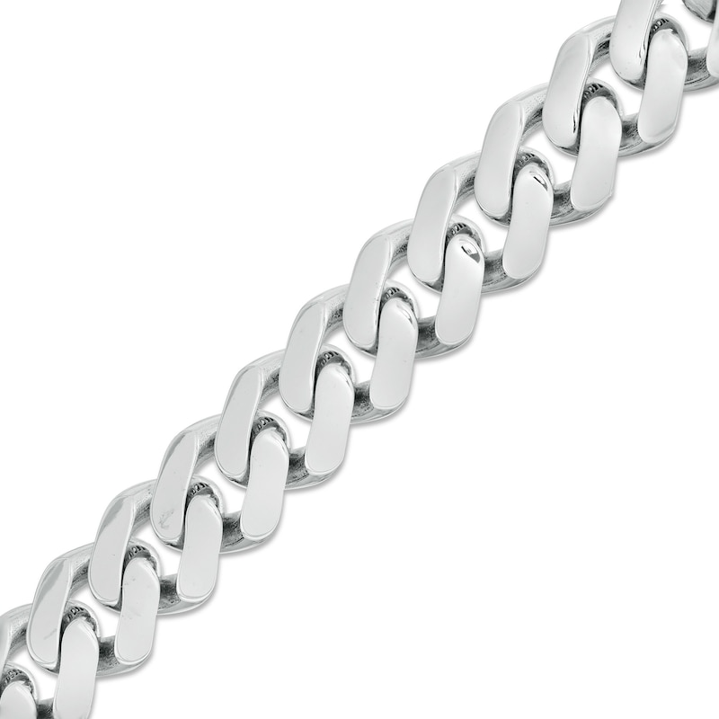 Men's Diamond Cuban Link Chain Bracelet in 14K White Gold