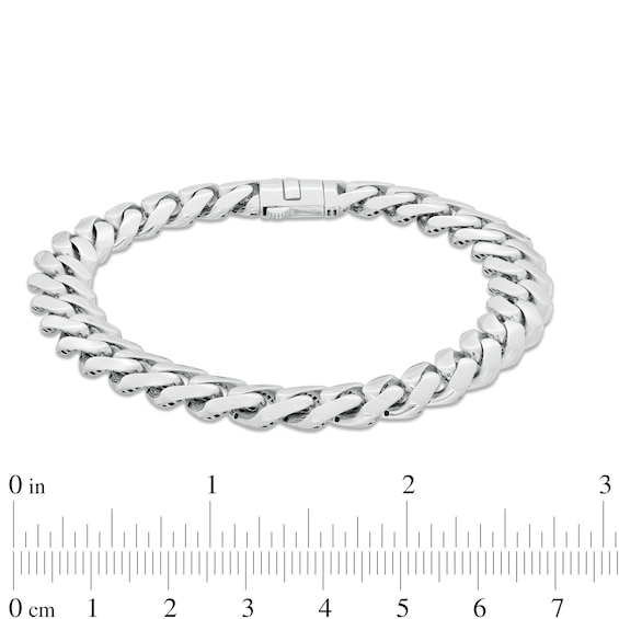 9.5mm Diamond-Cut Cuban Curb Chain Bracelet in Hollow 14K White Gold - 8.25"
