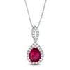 Thumbnail Image 1 of Pear-Shaped Lab-Created Ruby and White Sapphire Frame Teardrop Pendant in Sterling Silver