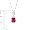 Thumbnail Image 3 of Pear-Shaped Lab-Created Ruby and White Sapphire Frame Teardrop Pendant in Sterling Silver