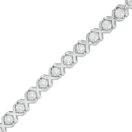 1/10 CT. T.W. Diamond "XO" Bracelet in Sterling Silver - 7.25"