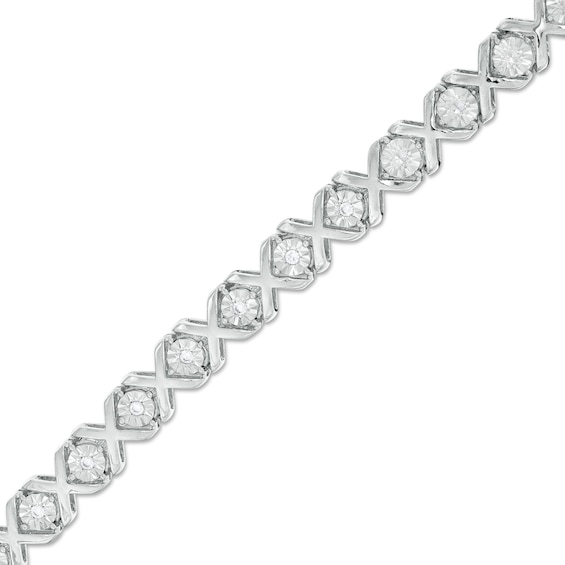 1/10 CT. T.w. Diamond "Xo" Bracelet in Sterling Silver - 7.25"