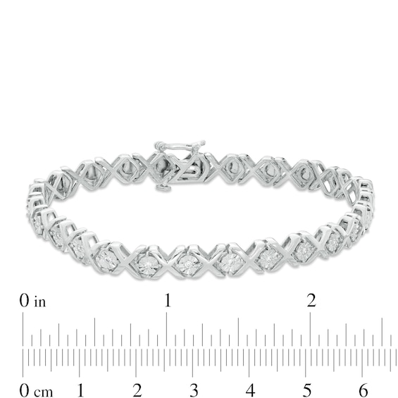 1/10 CT. T.w. Diamond "Xo" Bracelet in Sterling Silver - 7.25"