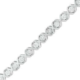1/4 CT. T.W. Diamond "XO" Bracelet in Sterling Silver - 7.25"