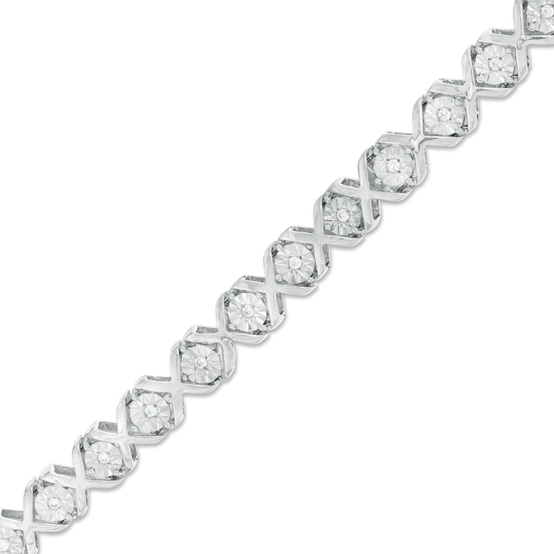 1/4 CT. T.W. Diamond "XO" Bracelet in Sterling Silver - 7.25"