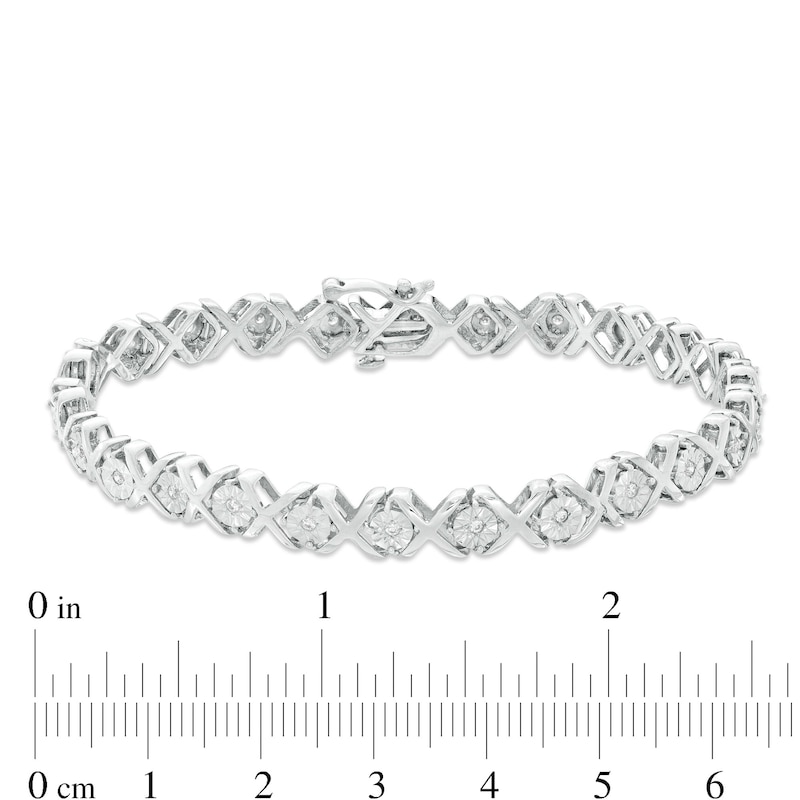 1/4 CT. T.W. Diamond "XO" Bracelet in Sterling Silver - 7.25"