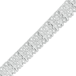 1 CT. T.W. Diamond Vertical Heart Bracelet in Sterling Silver - 7.25"