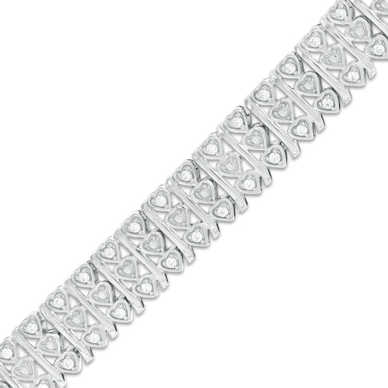 1 CT. T.w. Diamond Vertical Heart Bracelet in Sterling Silver - 7.25"