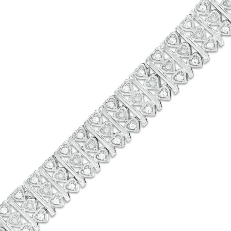 Main Image 1 of 1 CT. T.W. Diamond Vertical Heart Bracelet in Sterling Silver - 7.25"