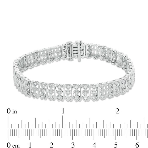 1 CT. T.w. Diamond Vertical Heart Bracelet in Sterling Silver - 7.25"
