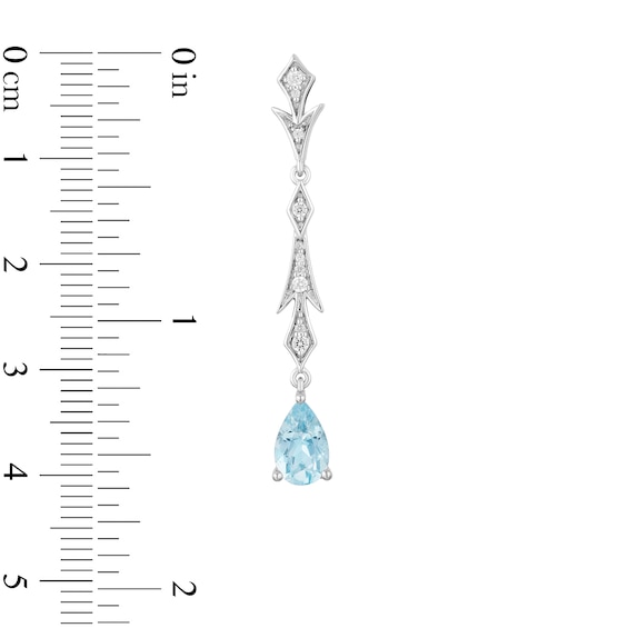 Enchanted Disney Elsa Pear-Shaped Aquamarine and 1/6 CT. T.w. Diamond Frost Drop Earrings in Sterling Silver