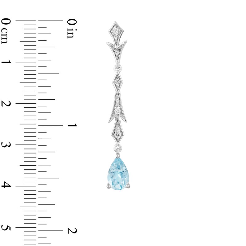 Main Image 2 of Enchanted Disney Elsa Pear-Shaped Aquamarine and 1/6 CT. T.W. Diamond Frost Drop Earrings in Sterling Silver