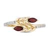 Thumbnail Image 3 of Enchanted Disney Anna Marquise Rhodolite Garnet and 1/10 CT. T.W. Diamond Wheat Wrap Ring in 10K Gold