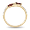 Enchanted Disney Anna Marquise Rhodolite Garnet and 1/10 CT. T.W. Diamond Wheat Wrap Ring in 10K Gold