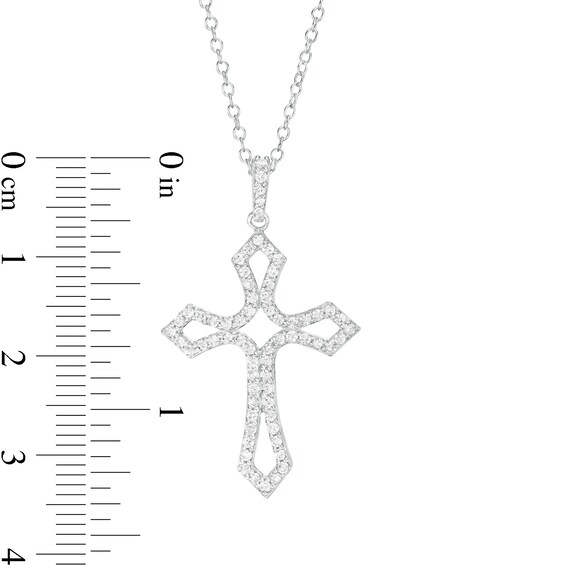 1/2 CT. T.w. Diamond Gothic-Style Flared Cross Pendant in 10K White Gold
