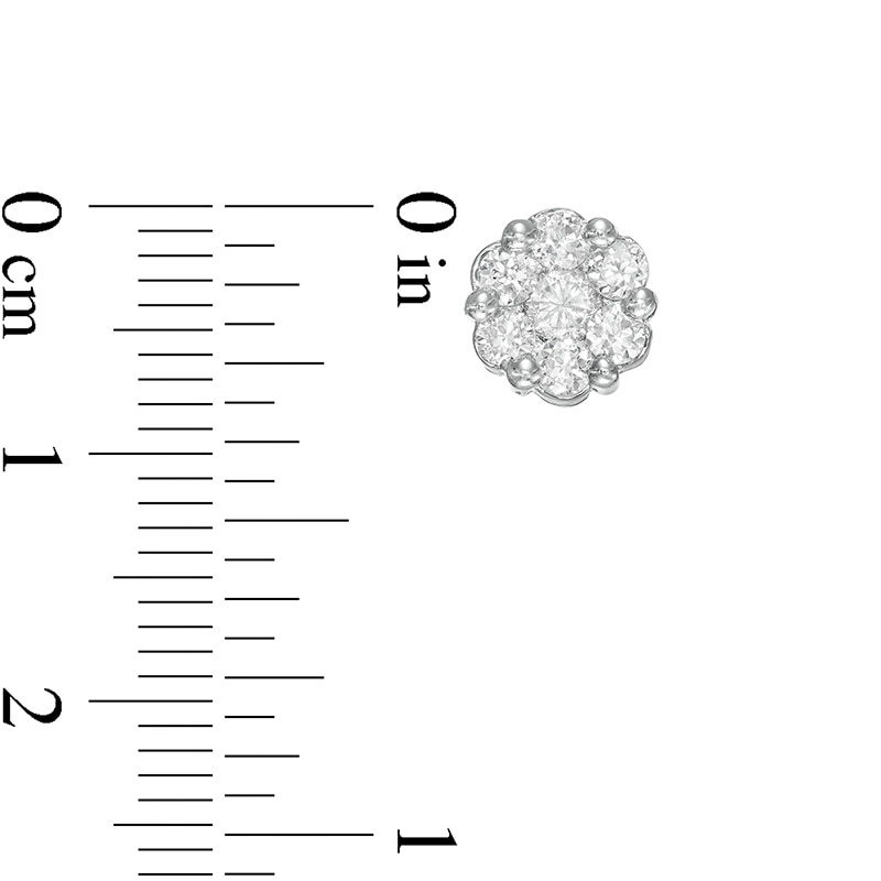 Main Image 3 of 1 CT. T.W. Multi-Diamond Floral Stud Earrings in 10K White Gold