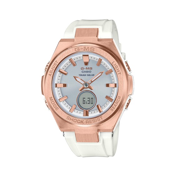 Ladies' Casio G-Shock Rose-Tone White Strap Watch (Model: MSGS200G-7A) Ladies' Casio G-Shock Rose-Tone White Strap Watch (Model: MSGS200G-7A)