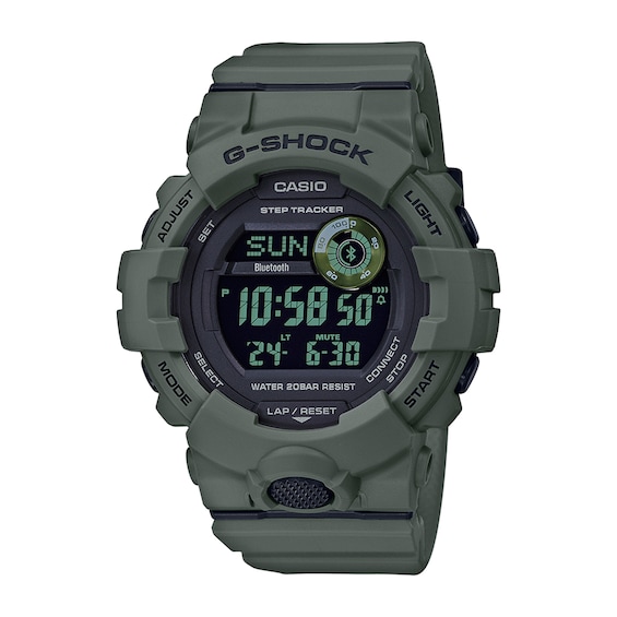 Men's Casio G-Shock Power Trainer Green Resin Strap Watch with Black Dial (Model: Gbd800Uc-3)