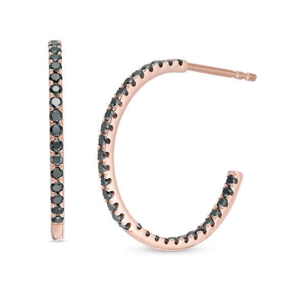1/2 CT. T.w. Black Diamond Inside-Out Hoop Earrings in 10K Rose Gold