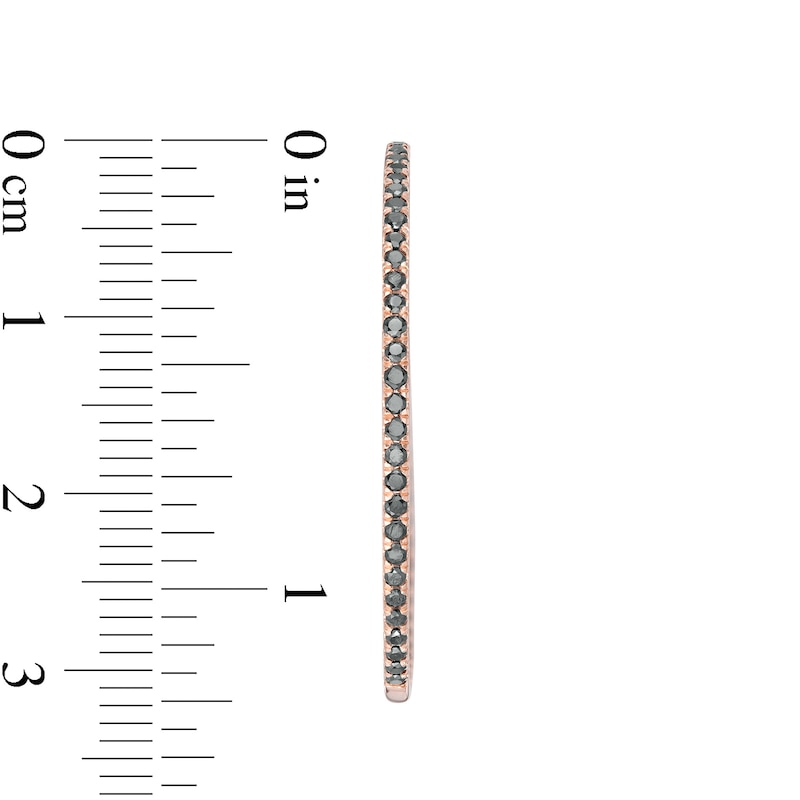 Main Image 3 of 1-1/5 CT. T.W. Black Diamond Inside-Out Hoop Earrings in 10K Rose Gold