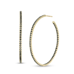 1-1/2 CT. T.W. Black Diamond Inside-Out Hoop Earrings in 10K Gold