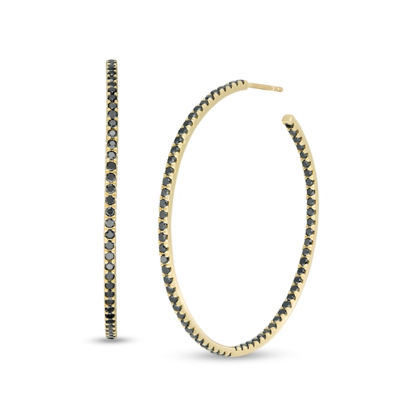 1-1/2 CT. T.w. Black Diamond Inside-Out Hoop Earrings in 10K Gold