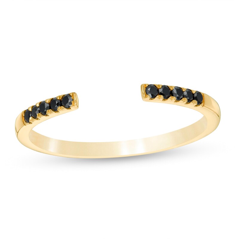 1/10 CT. T.W. Enhanced Black Diamond Open Ring in 10K Gold Zales