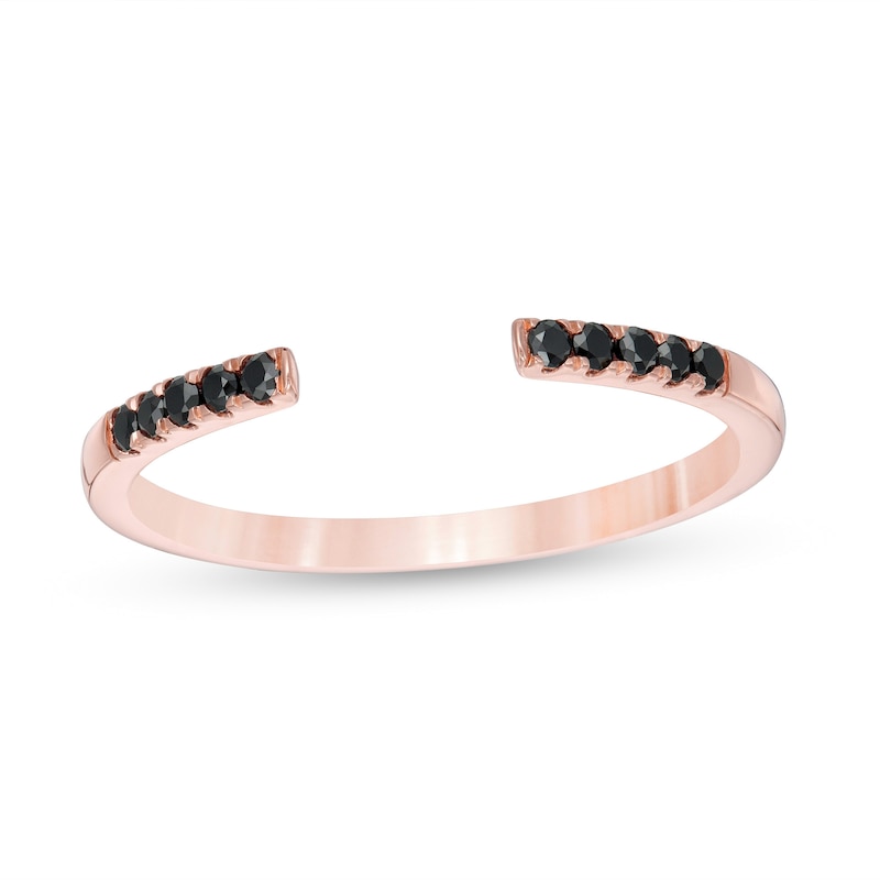 1/10 CT. T.W. Black Diamond Open Ring in 10K Rose Gold