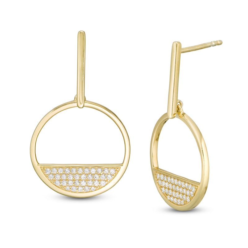 Main Image 1 of 1/3 CT. T.W. Diamond Circle Drop Earrings in 10K Gold