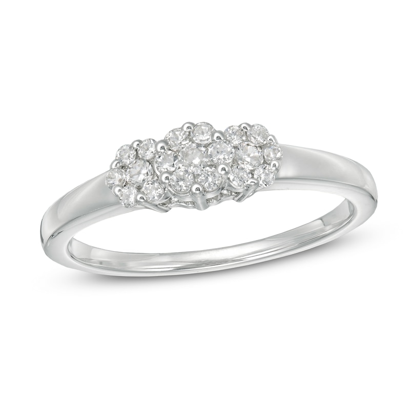 Main Image 1 of 1/4 CT. T.W. Composite Diamond Flower Ring in 10K White Gold