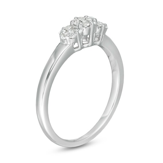 1/4 CT. T.w. Composite Diamond Flower Ring in 10K White Gold