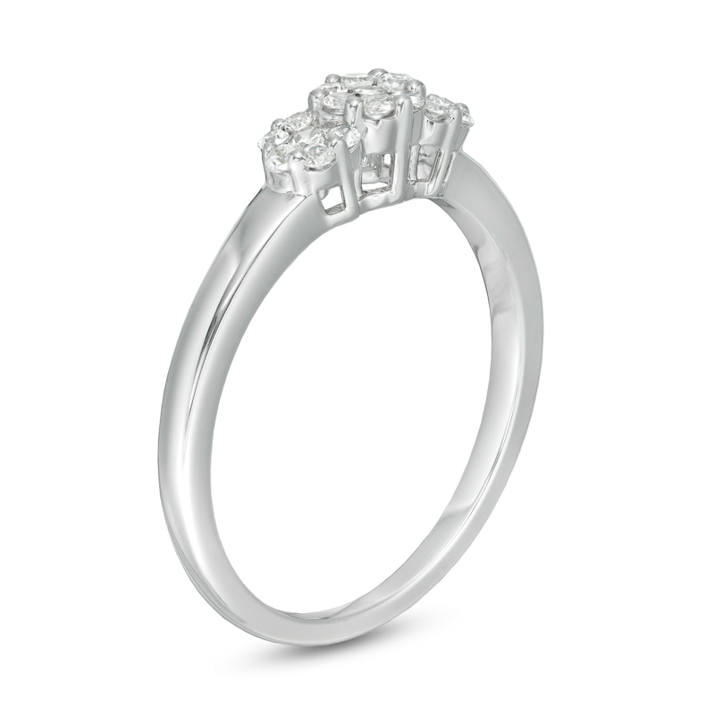 Main Image 3 of 1/4 CT. T.W. Composite Diamond Flower Ring in 10K White Gold