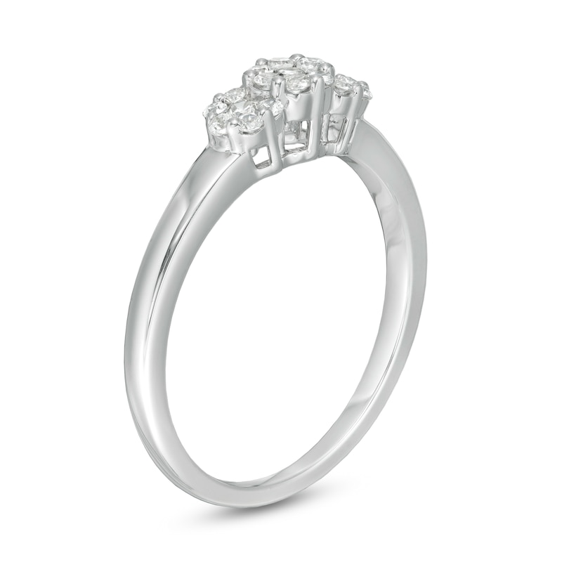 1/4 CT. T.W. Composite Diamond Flower Ring in 10K White Gold