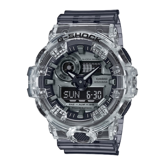 Men's Casio G-Shock Classic Clear Resin Strap Watch with Grey Dial (Model: Ga700Sk-1A)