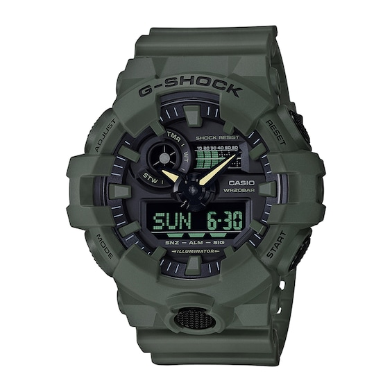 Men's Casio G-Shock Classic Green Strap Watch with Black Dial (Model: Ga700Uc-3A)