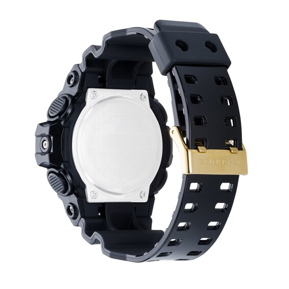Men's Casio G-Shock Classic Black Resin Strap Watch with Gold-Tone Dial (Model: Ga710Gb-1A)