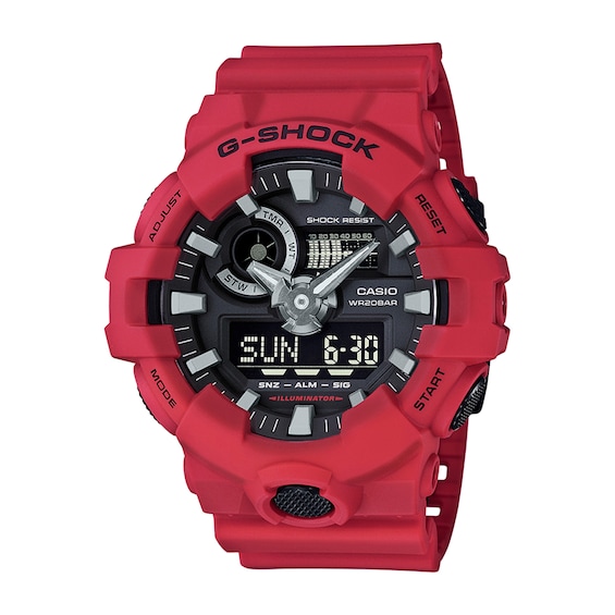 Men's Casio G-Shock Classic Red Resin Strap Watch with Black Dial (Model: Ga700-4A)