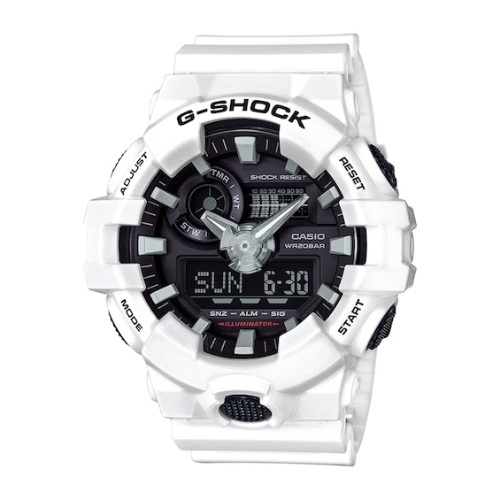 Men's Casio G-Shock Classic White Resin Strap Watch with Black Dial (Model: Ga700-7A)
