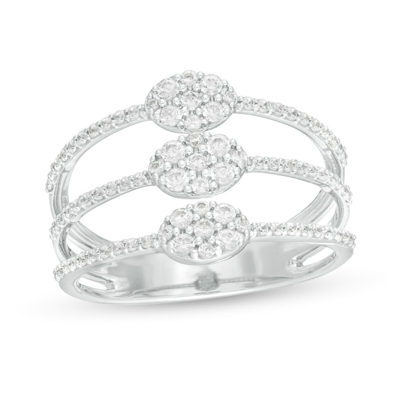 1/2 CT. T.w. Oval Multi-Diamond Orbit Ring in 10K White Gold