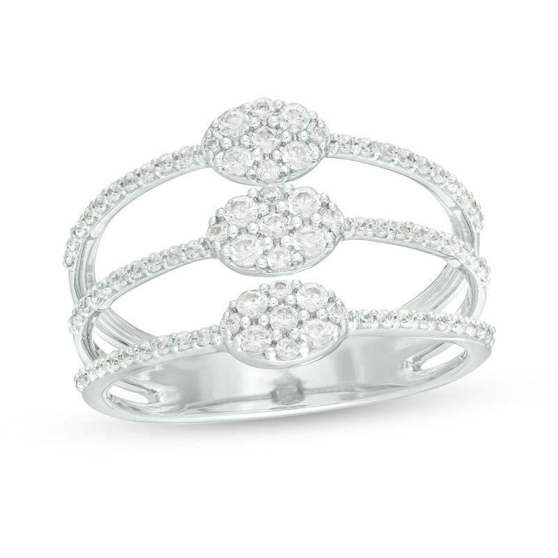 Main Image 1 of 1/2 CT. T.W. Oval Multi-Diamond Orbit Ring in 10K White Gold