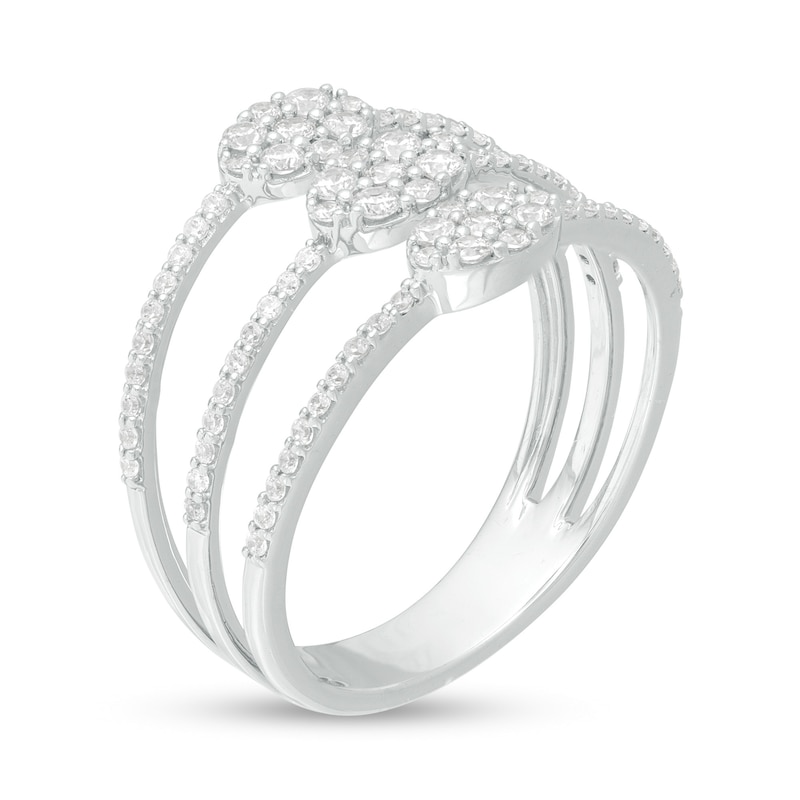 Main Image 3 of 1/2 CT. T.W. Oval Multi-Diamond Orbit Ring in 10K White Gold