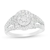 1 CT. T.W. Composite Diamond Double Frame Tri-Sides Ring in 10K White Gold