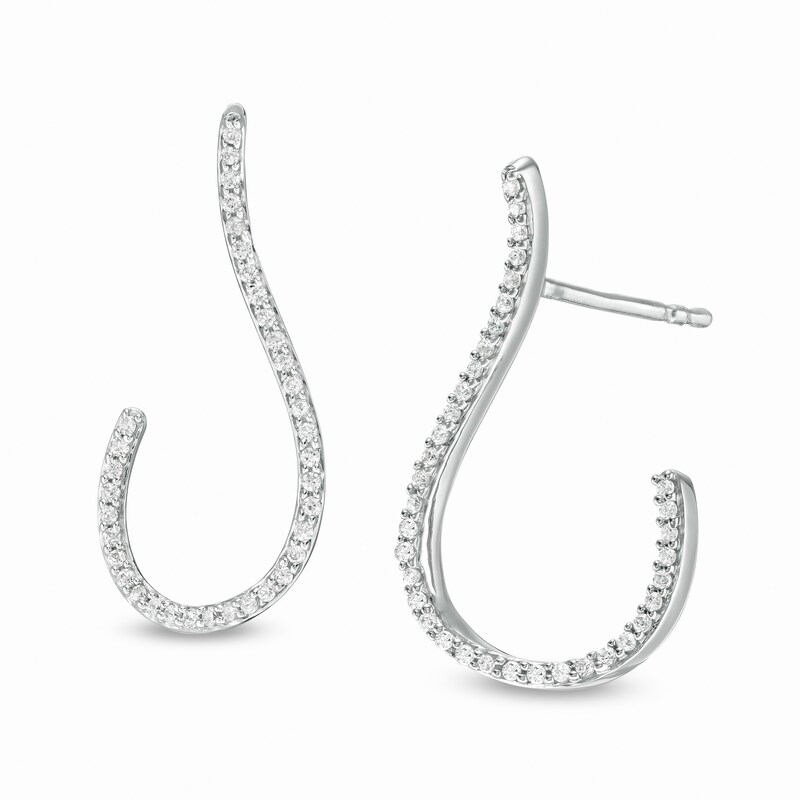 Main Image 1 of 1/4 CT. T.W. Diamond Teardrop Earrings in 10K White Gold