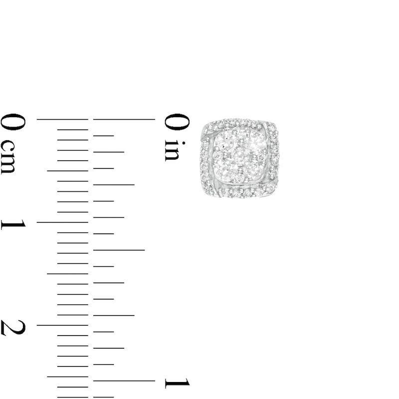 Main Image 2 of 5/8 CT. T.W. Composite Diamond Cushion Frame Stud Earrings in 10K White Gold