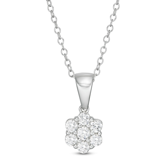 1/2 CT. T.w. Composite Diamond Flower Pendant in 10K White Gold